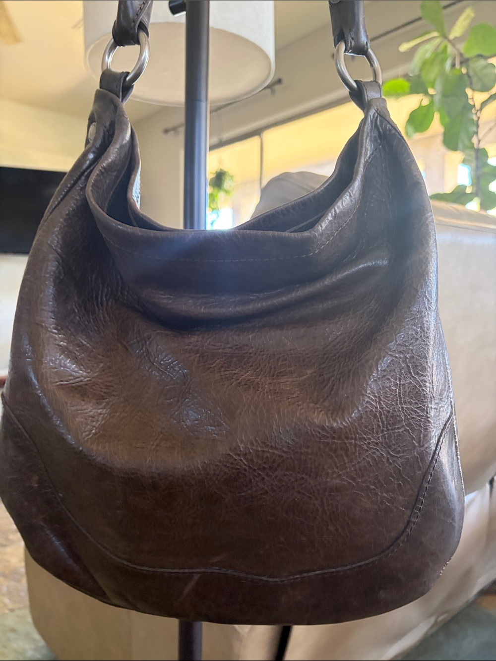 FRYE AND CO. Dark Chestnut Melissa Leather Hobo Bag